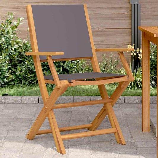 Anthracite Solid Wood Acacia 2-Piece Garden Chair Set