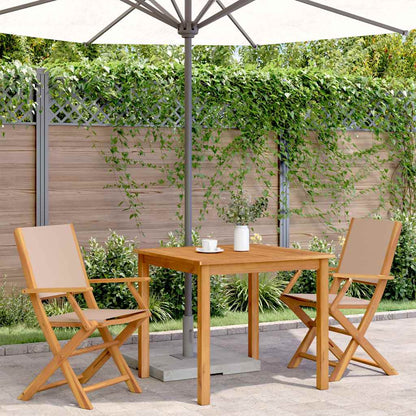 Taupe Acacia Wood & Fabric Garden Chairs, Set of 2