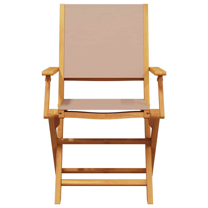 Taupe Acacia Wood & Fabric Garden Chairs, Set of 2