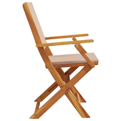 Taupe Acacia Wood & Fabric Garden Chairs, Set of 2