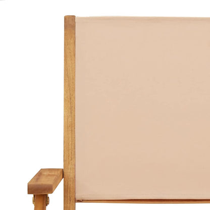 Beige Solid Acacia Wood & Fabric Garden Chairs Set of 2