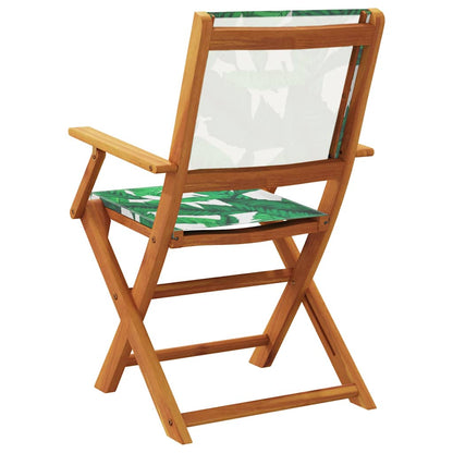 Leaf Pattern Garden Chairs, 2pcs, Solid Acacia Wood & Fabric