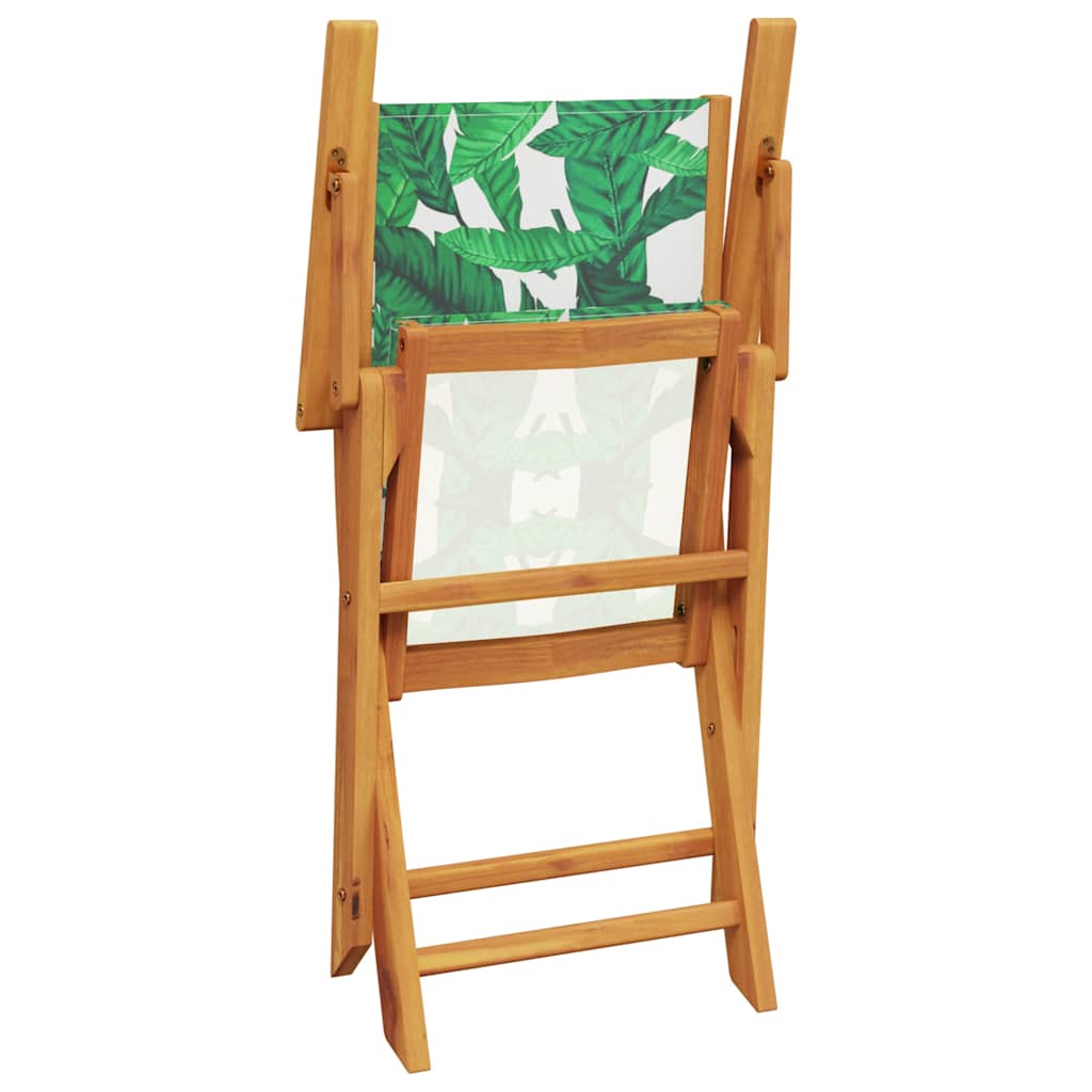 Leaf Pattern Garden Chairs, 2pcs, Solid Acacia Wood & Fabric