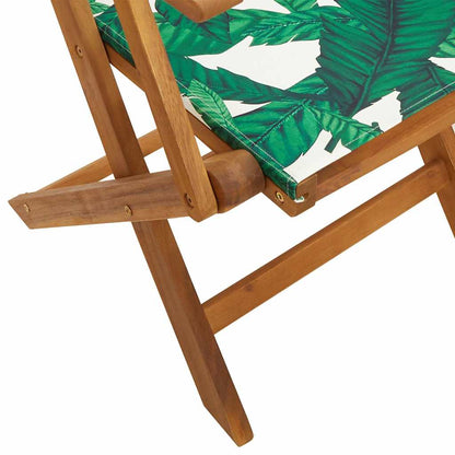 Leaf Pattern Garden Chairs, 2pcs, Solid Acacia Wood & Fabric