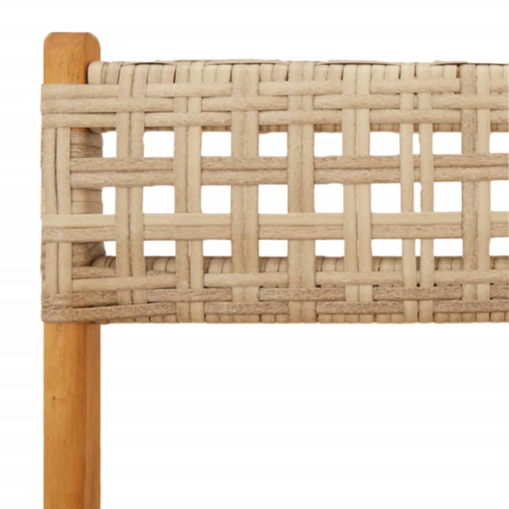 Beige Bistro Chairs Set of 2 - Solid Wood Acacia & Poly Rattan