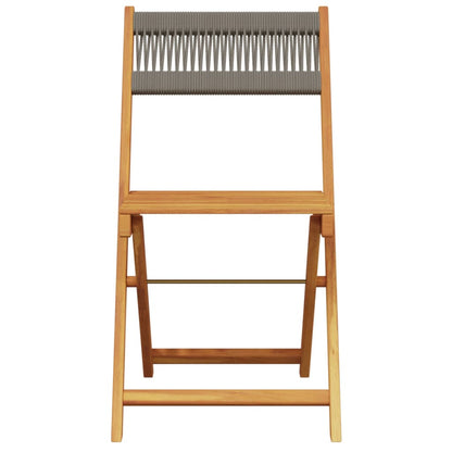 2-Piece Grey Bistro Chairs - Acacia Wood & Rope Design
