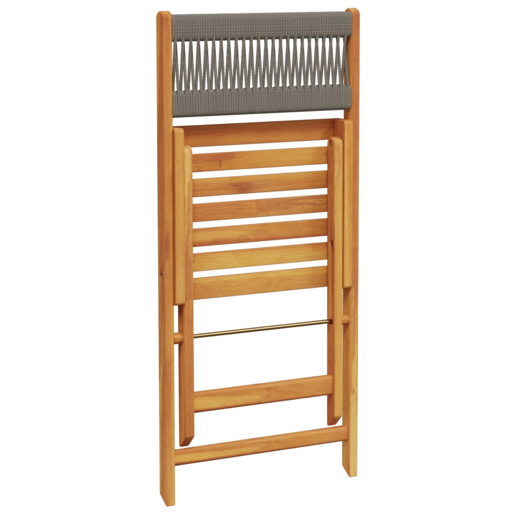 2-Piece Grey Bistro Chairs - Acacia Wood & Rope Design