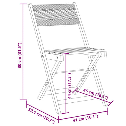 2-Piece Grey Bistro Chairs - Acacia Wood & Rope Design