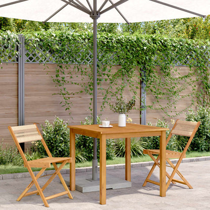 Beige Bistro Chairs 2 PCS - Acacia Wood & Rope Design