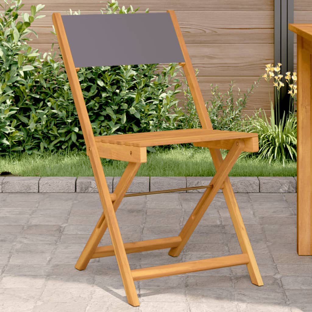 Anthracite Acacia Wood Bistro Chairs Set of 2 - Stylish & Durable