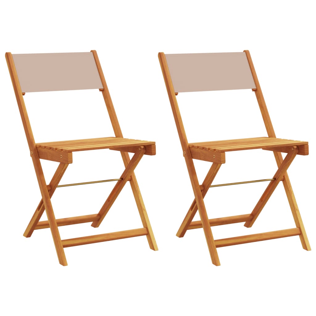 Taupe Bistro Chairs Set of 2 - Solid Acacia Wood & Fabric