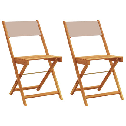 Taupe Bistro Chairs Set of 2 - Solid Acacia Wood & Fabric