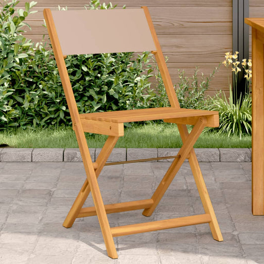 Taupe Bistro Chairs Set of 2 - Solid Acacia Wood & Fabric