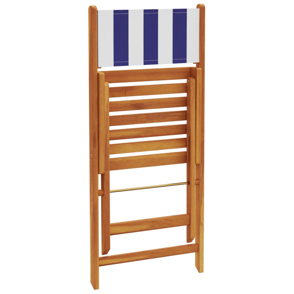 Elegant Pair of Blue & White Bistro Chairs - Solid Acacia Wood