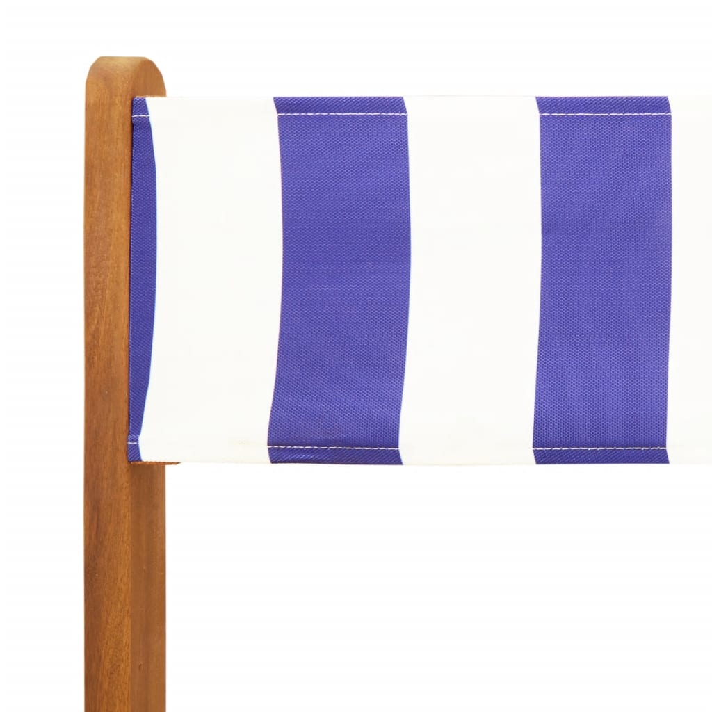 Elegant Pair of Blue & White Bistro Chairs - Solid Acacia Wood
