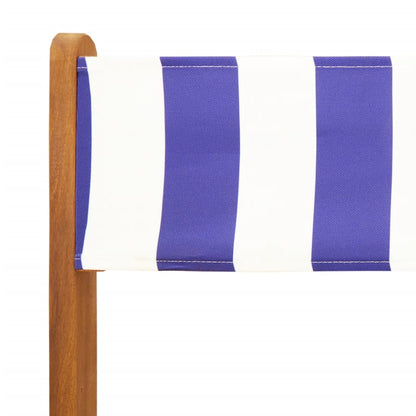 Elegant Pair of Blue & White Bistro Chairs - Solid Acacia Wood