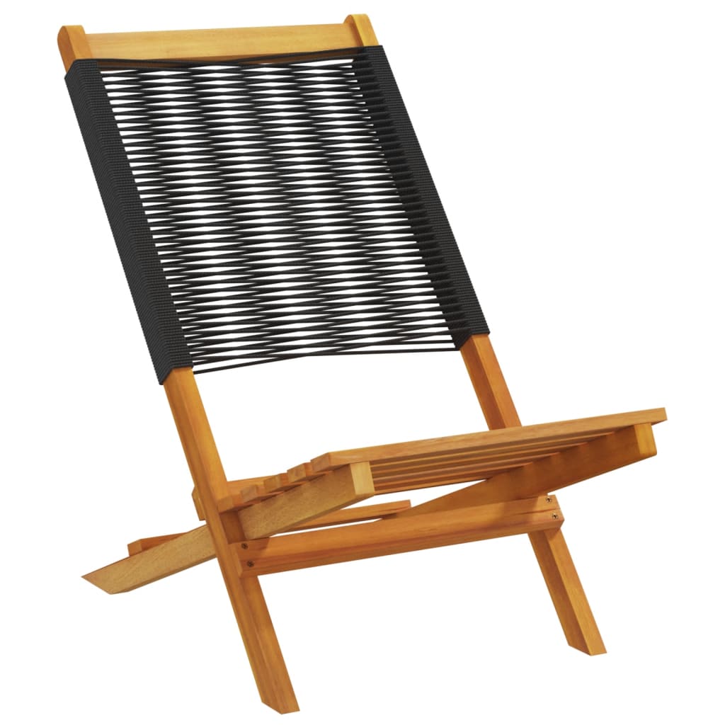 Black Garden Chairs 2 pcs - Solid Acacia Wood & Polypropylene