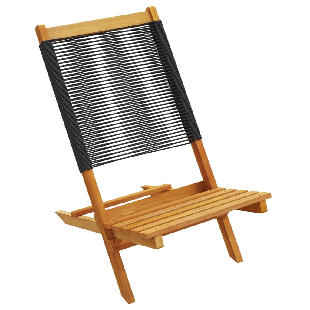 Black Garden Chairs 2 pcs - Solid Acacia Wood & Polypropylene
