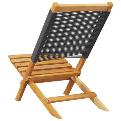 Black Garden Chairs 2 pcs - Solid Acacia Wood & Polypropylene