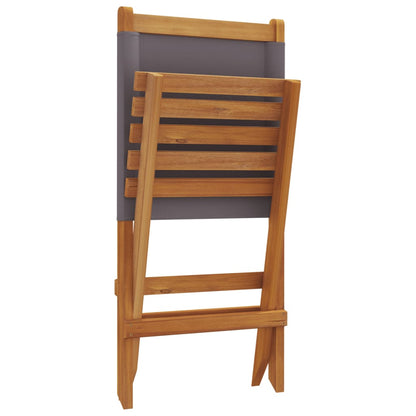 Anthracite Acacia Wood & Fabric Garden Chairs Set, 2 pcs