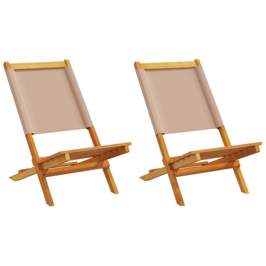 Taupe Acacia Wood Garden Chairs (2 pcs) with Fabric Seats