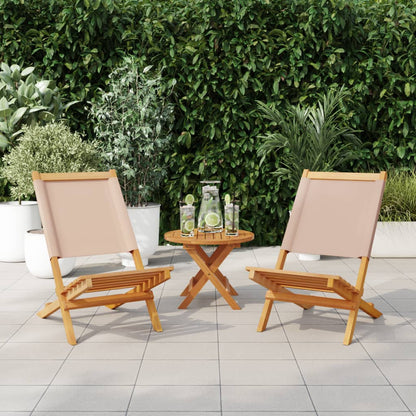 Taupe Acacia Wood Garden Chairs (2 pcs) with Fabric Seats