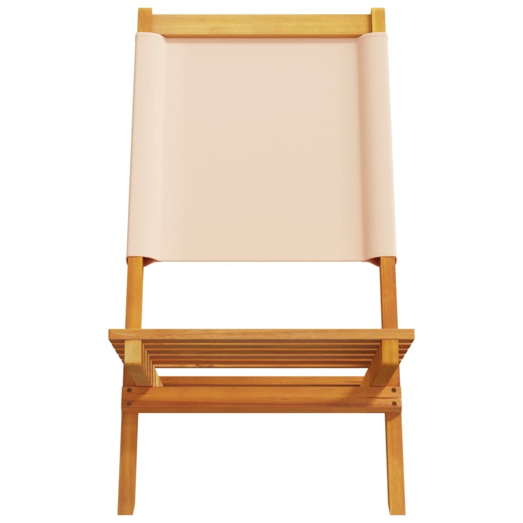 Beige Acacia Wood & Fabric Garden Chairs Set of 2