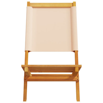 Beige Acacia Wood & Fabric Garden Chairs Set of 2