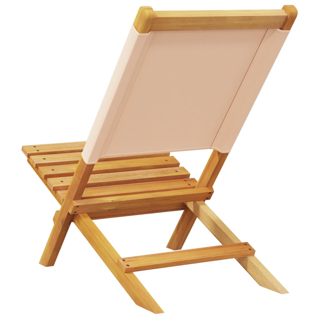 Beige Acacia Wood & Fabric Garden Chairs Set of 2