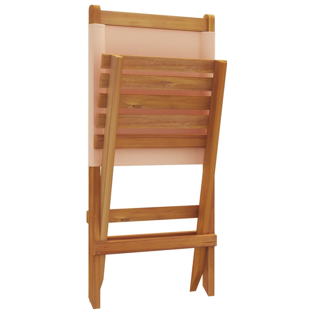 Beige Acacia Wood & Fabric Garden Chairs Set of 2