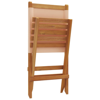 Beige Acacia Wood & Fabric Garden Chairs Set of 2
