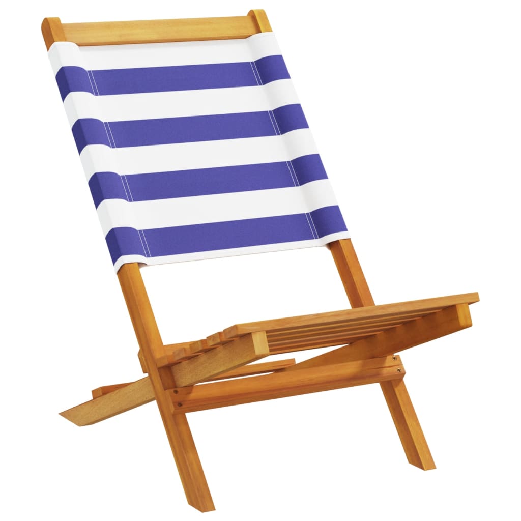 Solid Wood Acacia & Fabric Garden Chairs 2 pcs - Blue/White