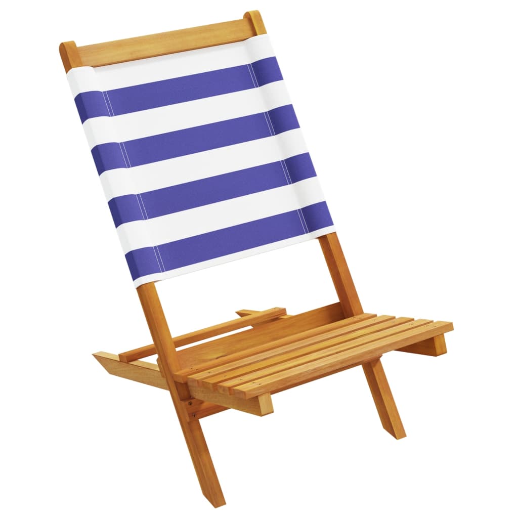 Solid Wood Acacia & Fabric Garden Chairs 2 pcs - Blue/White