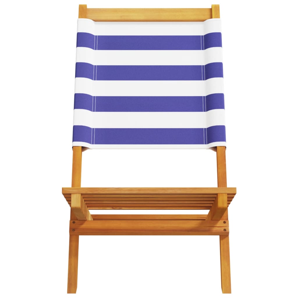 Solid Wood Acacia & Fabric Garden Chairs 2 pcs - Blue/White