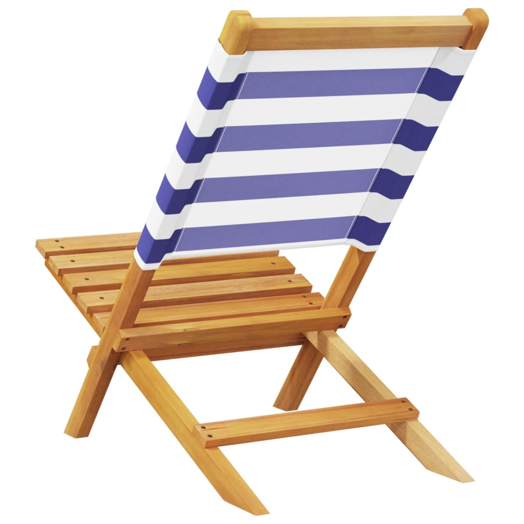 Solid Wood Acacia & Fabric Garden Chairs 2 pcs - Blue/White