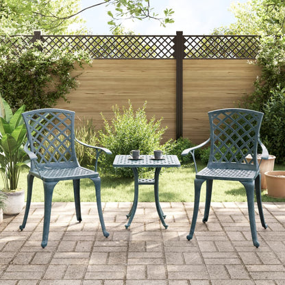 Elegant Green Cast Aluminium Garden Chairs - Set of 2