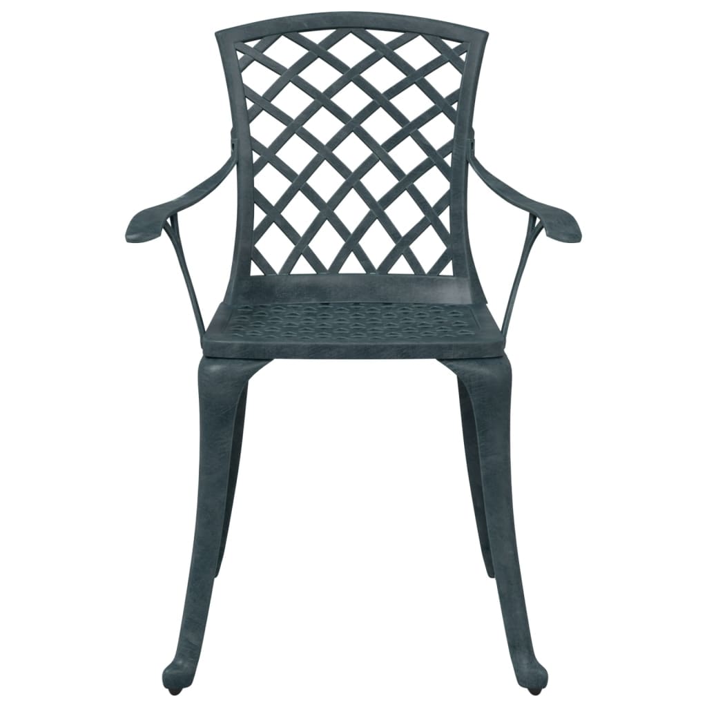 Elegant Green Cast Aluminium Garden Chairs - Set of 2