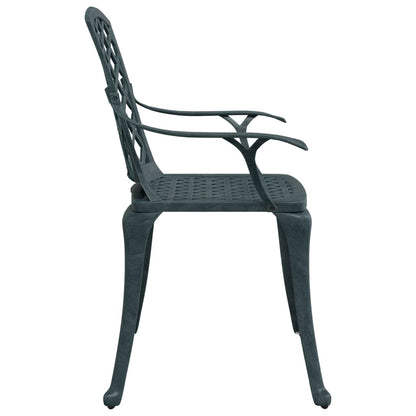 Elegant Green Cast Aluminium Garden Chairs - Set of 2