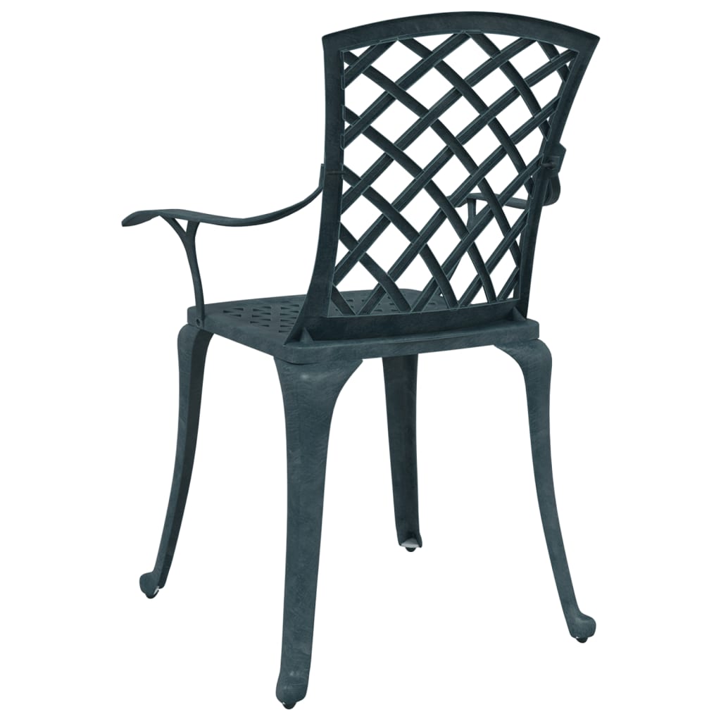 Elegant Green Cast Aluminium Garden Chairs - Set of 2
