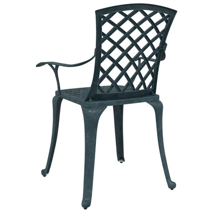 Elegant Green Cast Aluminium Garden Chairs - Set of 2