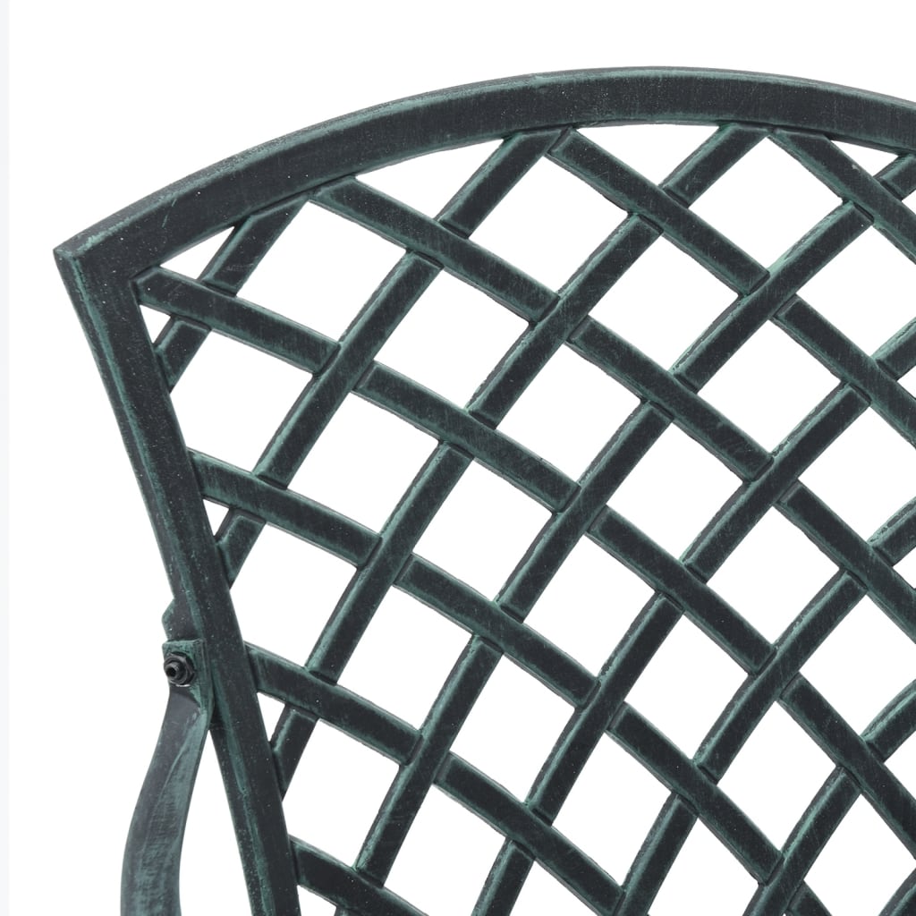 Elegant Green Cast Aluminium Garden Chairs - Set of 2
