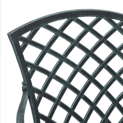 Elegant Green Cast Aluminium Garden Chairs - Set of 2