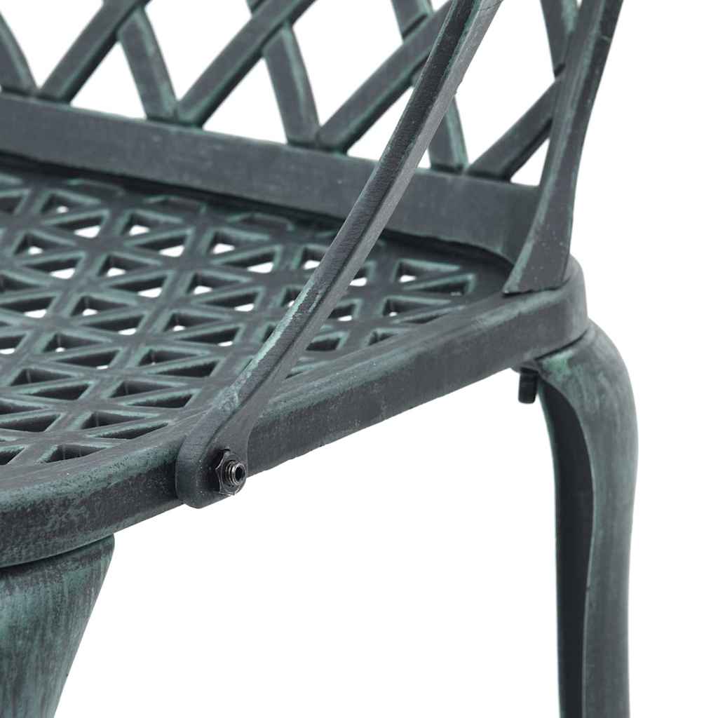 Elegant Green Cast Aluminium Garden Chairs - Set of 2