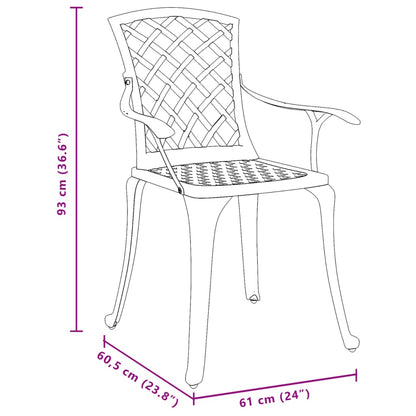 Elegant Green Cast Aluminium Garden Chairs - Set of 2