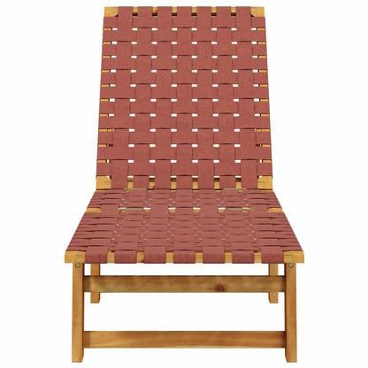 Sun Lounger Red Solid Wood Acacia and Fabric