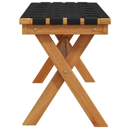 Black Acacia Wood Garden Bench with Cushioned Seat Fabric