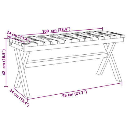 Black Acacia Wood Garden Bench with Cushioned Seat Fabric