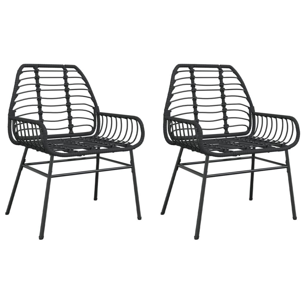 Black Poly Rattan Garden Chairs Set of 2 - Stylish & Durable
