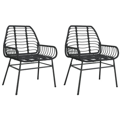 Black Poly Rattan Garden Chairs Set of 2 - Stylish & Durable