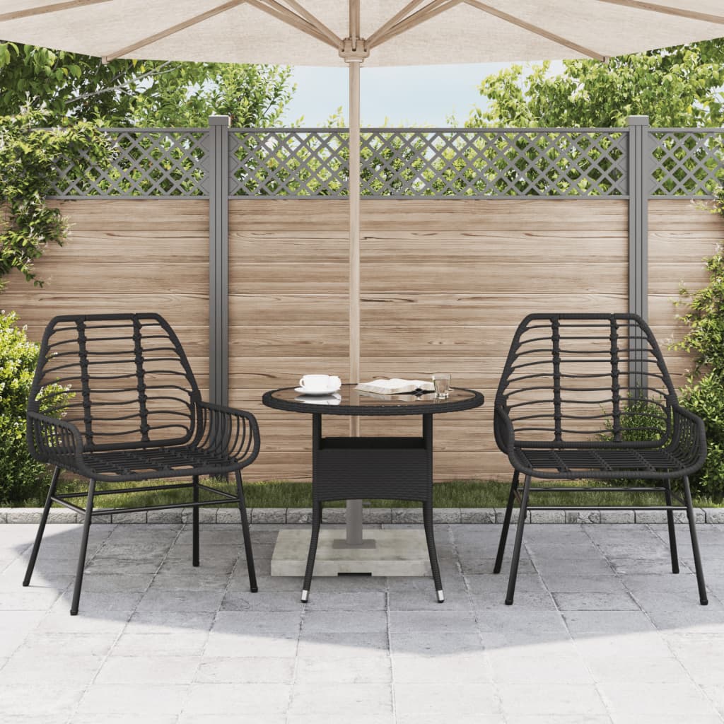 Black Poly Rattan Garden Chairs Set of 2 - Stylish & Durable
